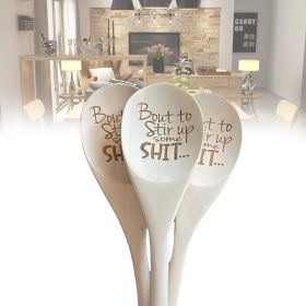 Funny Spoon Wooden Christmas Gift (Option: Picture Color-3PCS)