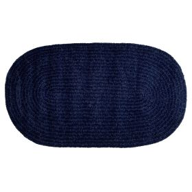 Chenille Solid Collection (Color: Navy, size: 22" x 40" Oval)