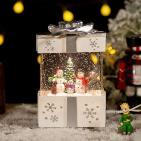 Christmas Decoration Gift Box Crystal Ball Small Night Lamp Ornaments (Option: White Gift Box Snowman)