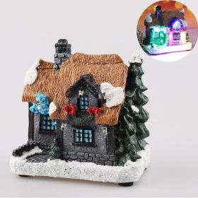 Christmas Decorations Resin Small House Micro Landscape Ornaments (Option: Large C Style)