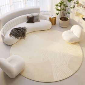 Silent Wind Absorbent Round Carpet Cream Wind Hanging Basket Dressing Table Bedroom Bedside Household Crystal (Option: Stripes 03-160x160cm)